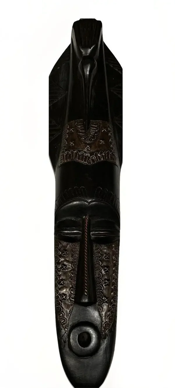 NEW- Hand Carved Ghana African Tribal Mask Wood Wall Art Made in Ghana 18.5